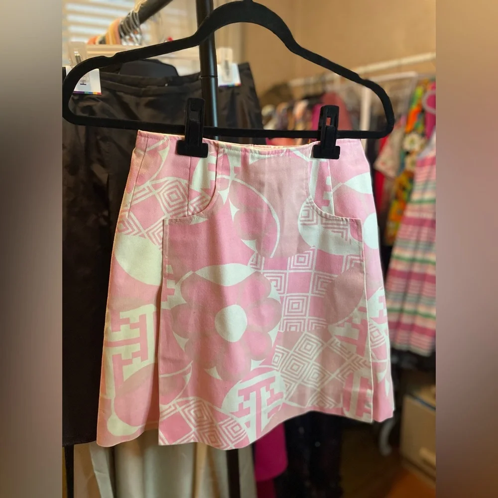 VTG Pink Floral Geometric A-Line Mini Skirt Gordon of Philadelphia - Picture 10 of 10